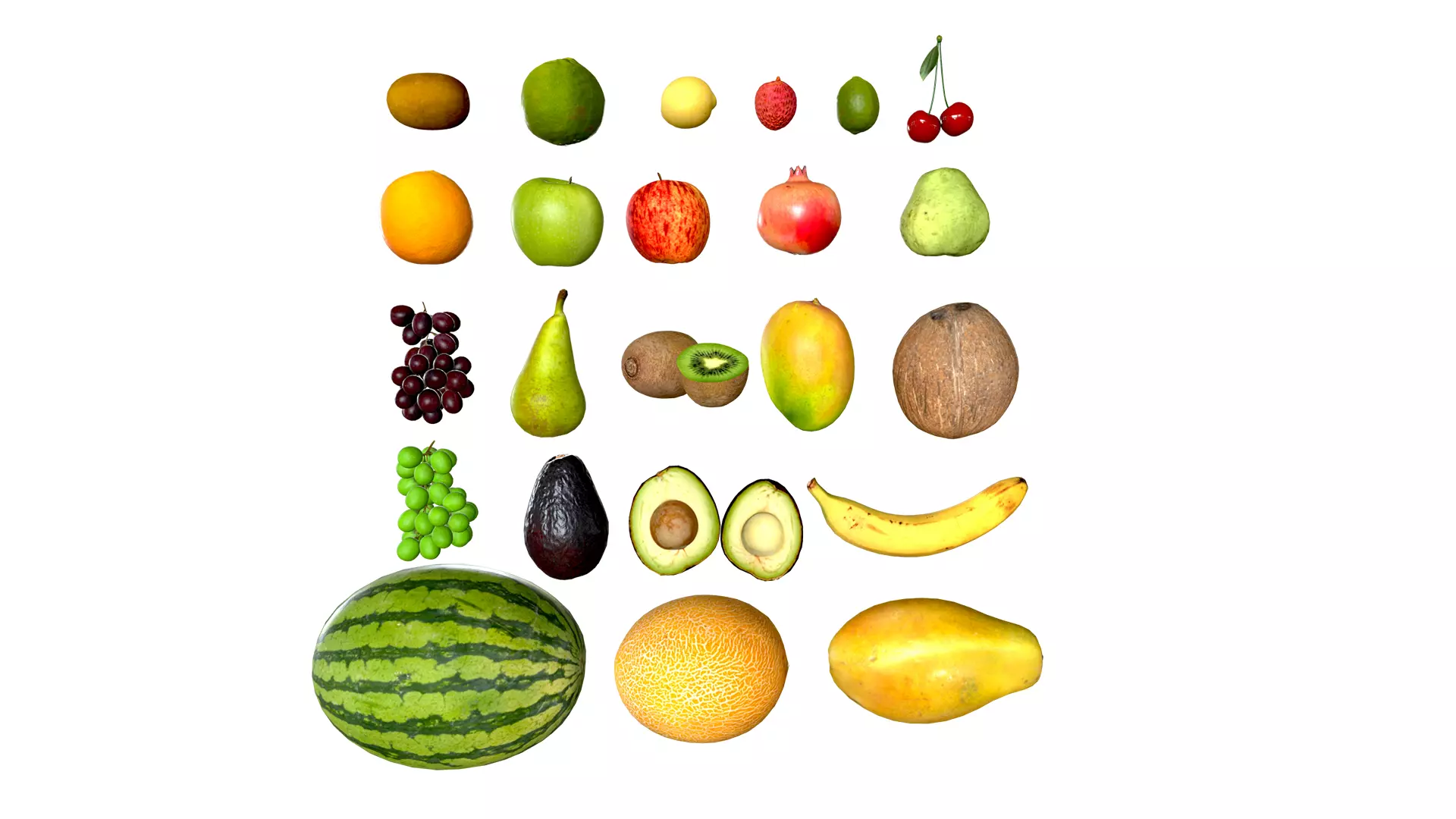Fruit Collection Low-poly 3D model