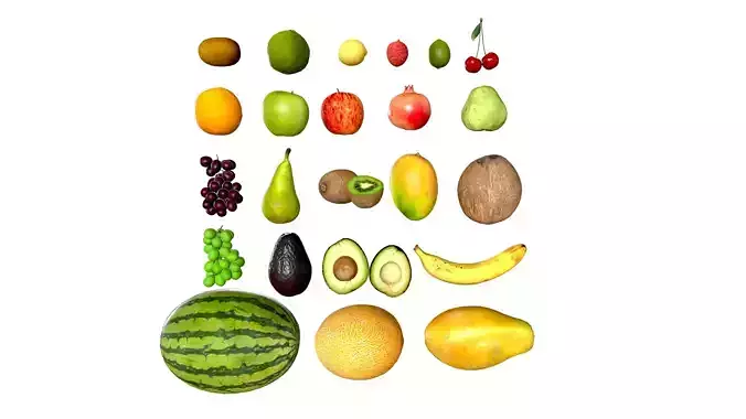 Fruit Collection Low-poly 3D model