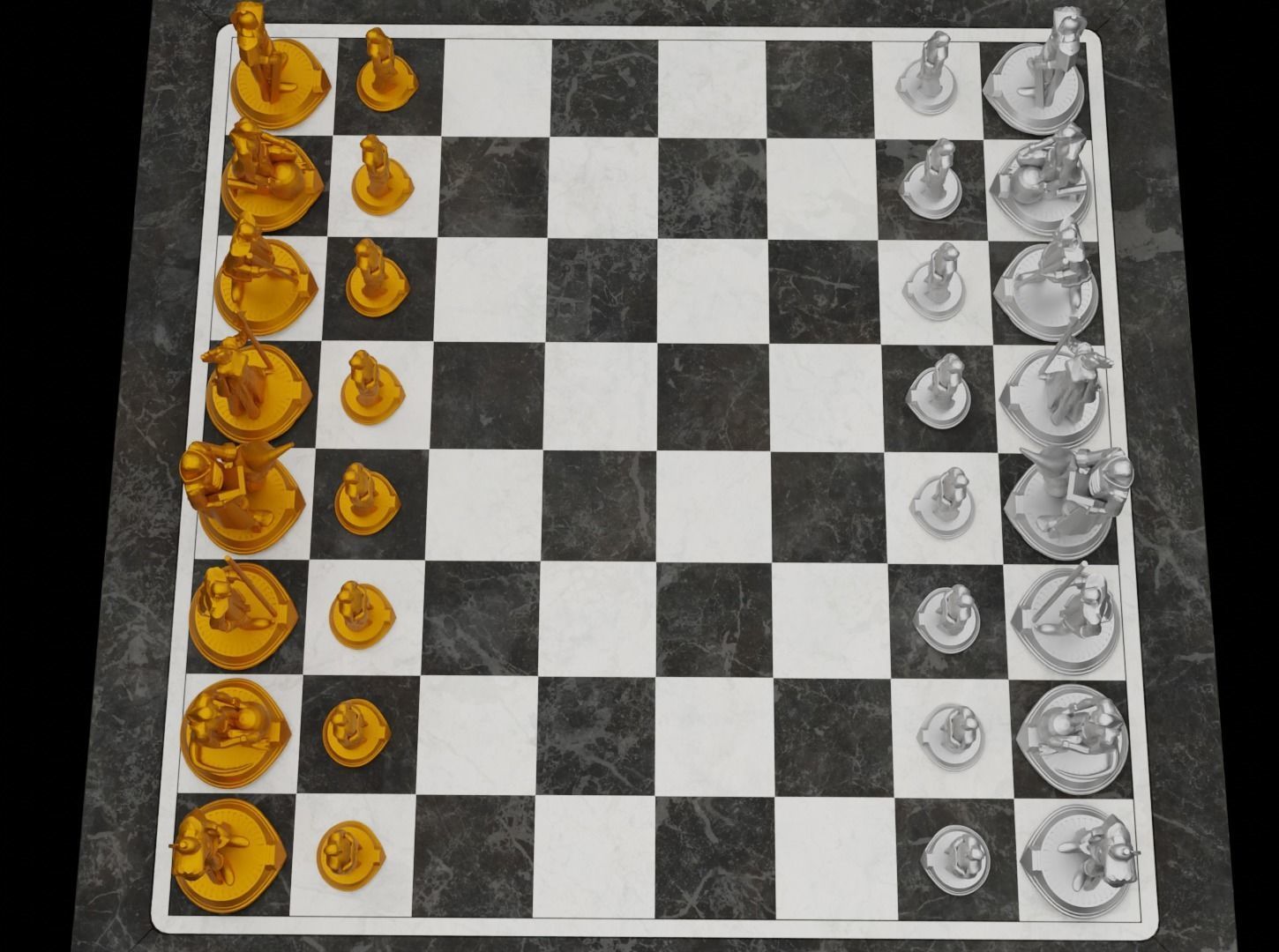Knight - Crusader V3 Chess Set - 6 Chess Pieces 3D print model 3D print model_14