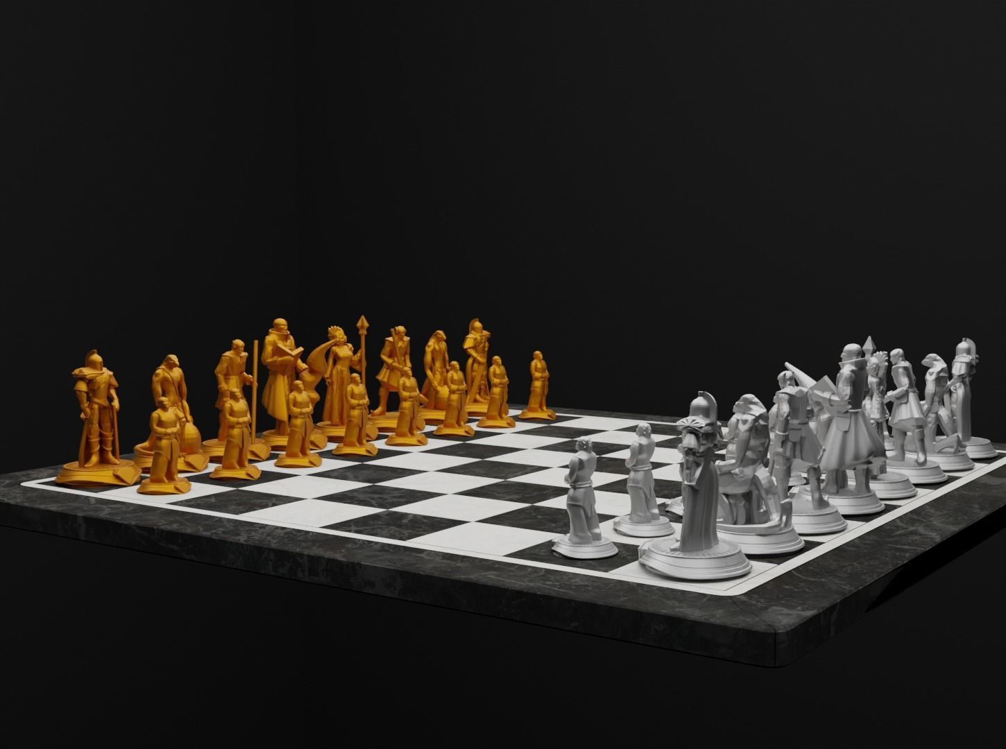 Knight - Crusader V3 Chess Set - 6 Chess Pieces 3D print model 3D print model_17