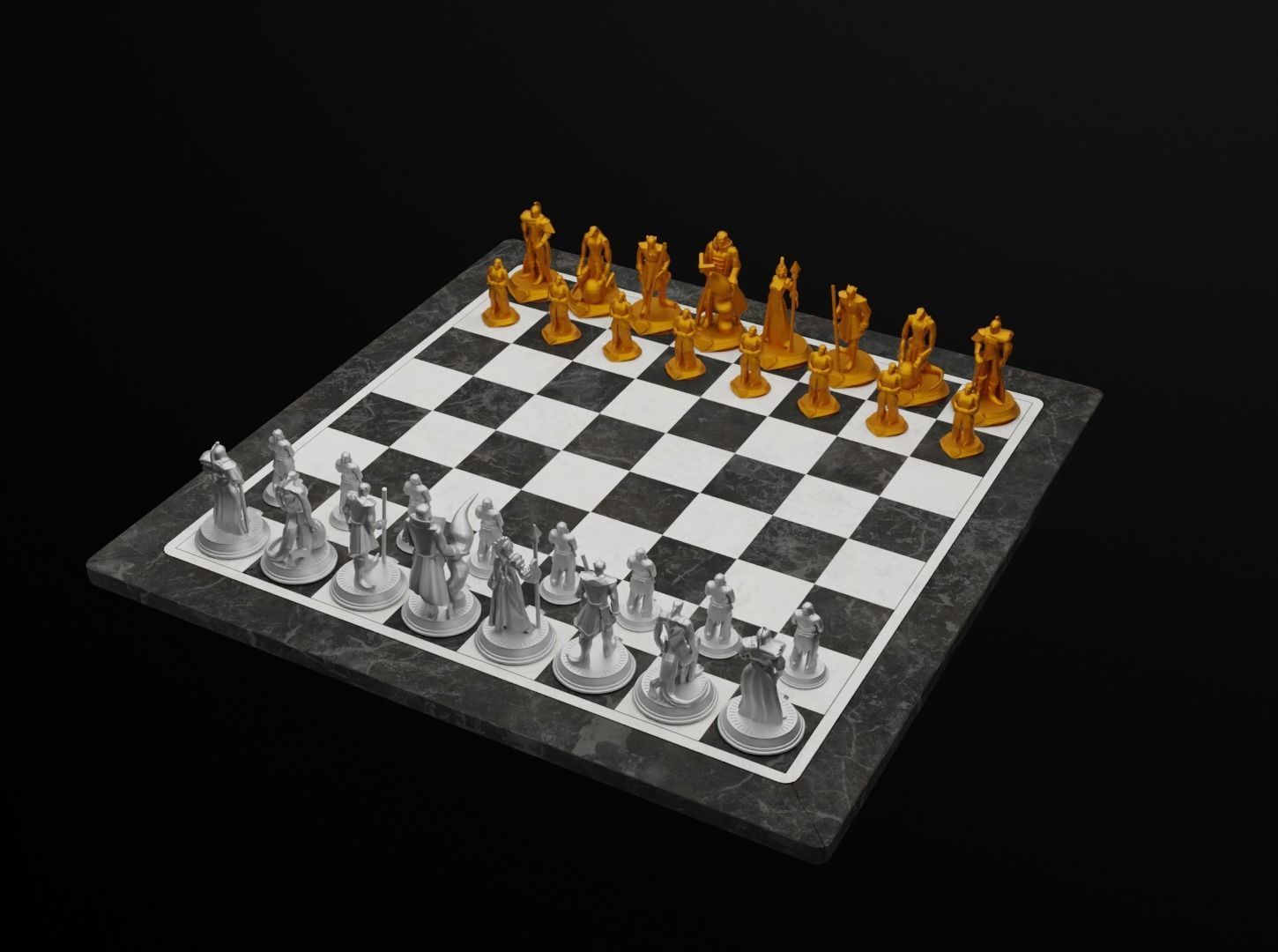 Knight - Crusader V3 Chess Set - 6 Chess Pieces 3D print model 3D print model_16