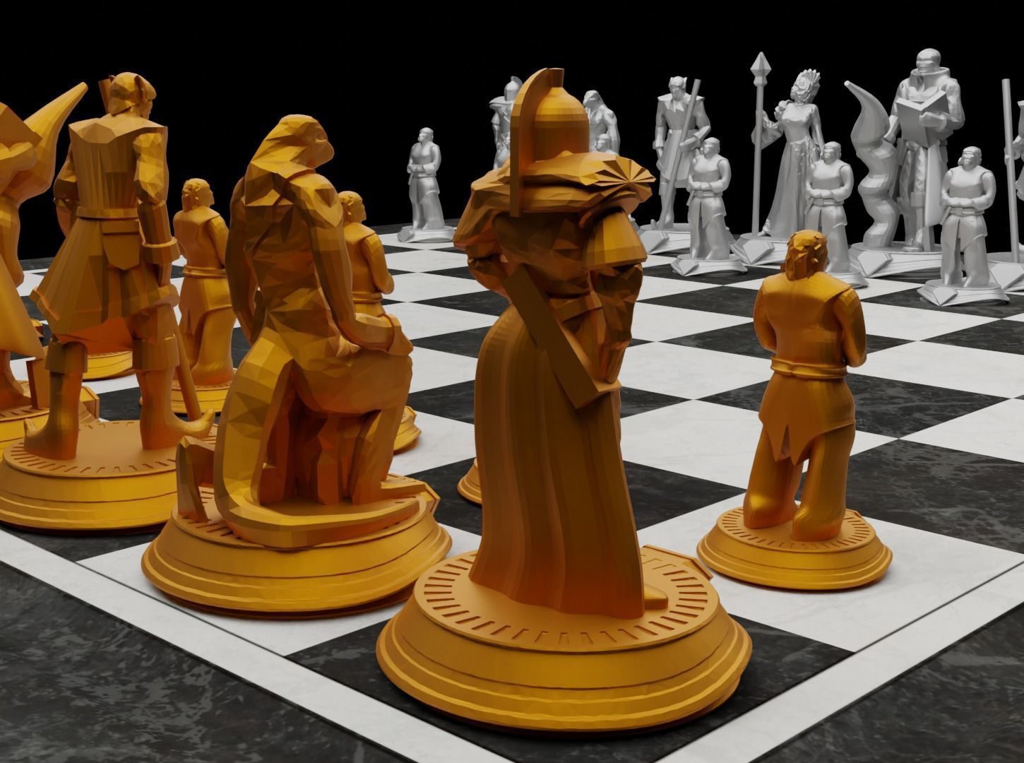Knight - Crusader V3 Chess Set - 6 Chess Pieces 3D print model 3D print model_5