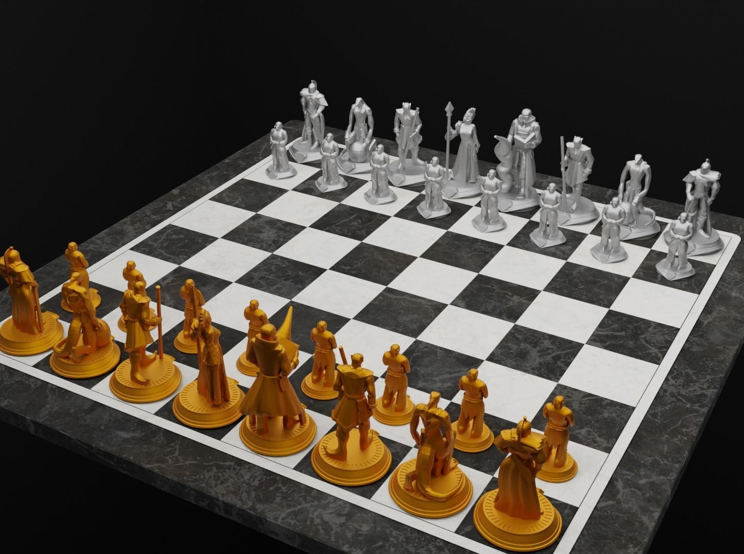 Knight - Crusader V3 Chess Set - 6 Chess Pieces 3D print model 3D print model_18