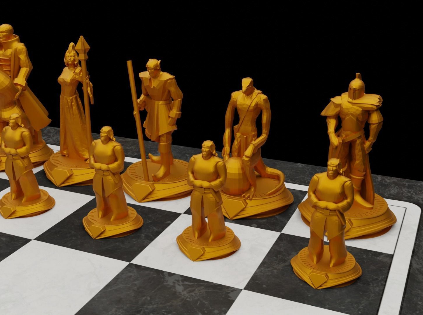 Knight - Crusader V3 Chess Set - 6 Chess Pieces 3D print model 3D print model_27