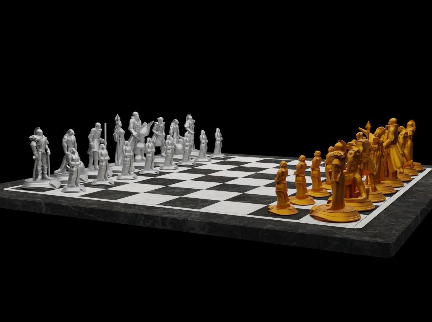 Knight - Crusader V3 Chess Set - 6 Chess Pieces 3D print model 3D print model_11