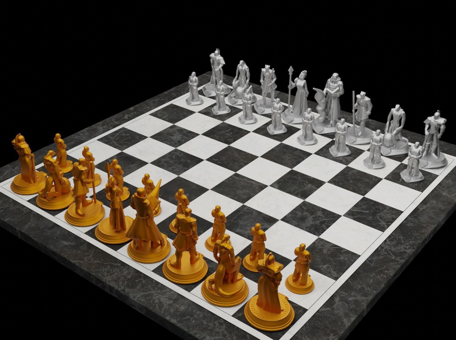 Knight - Crusader V3 Chess Set - 6 Chess Pieces 3D print model 3D print model_26