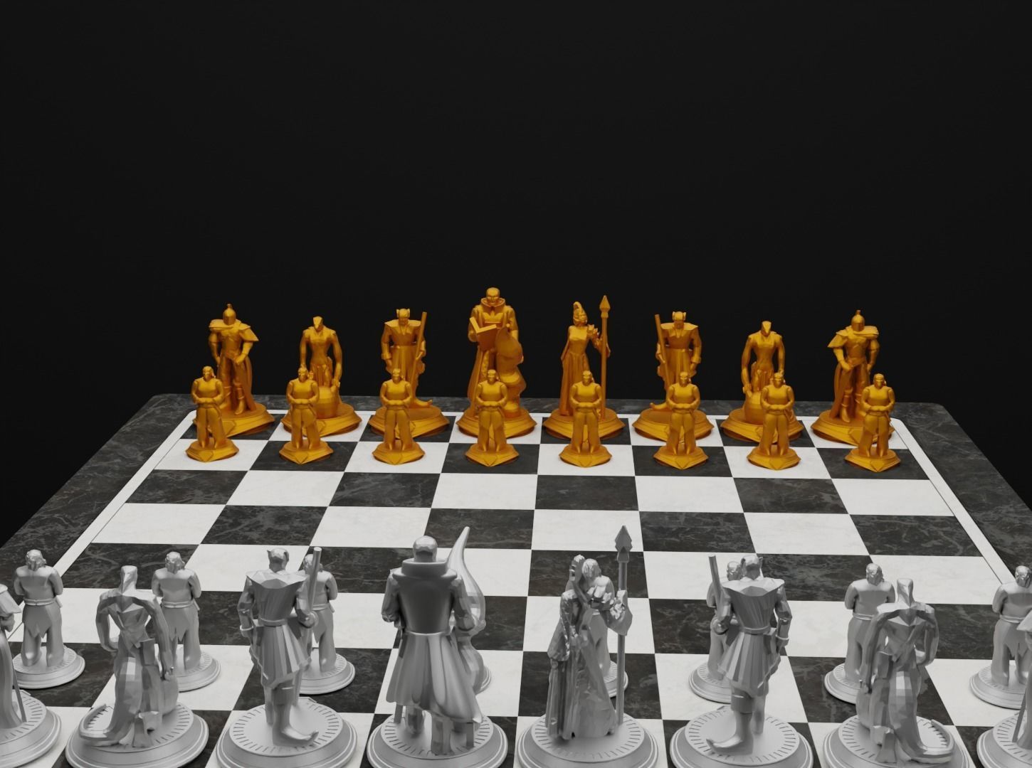 Knight - Crusader V3 Chess Set - 6 Chess Pieces 3D print model 3D print model_8