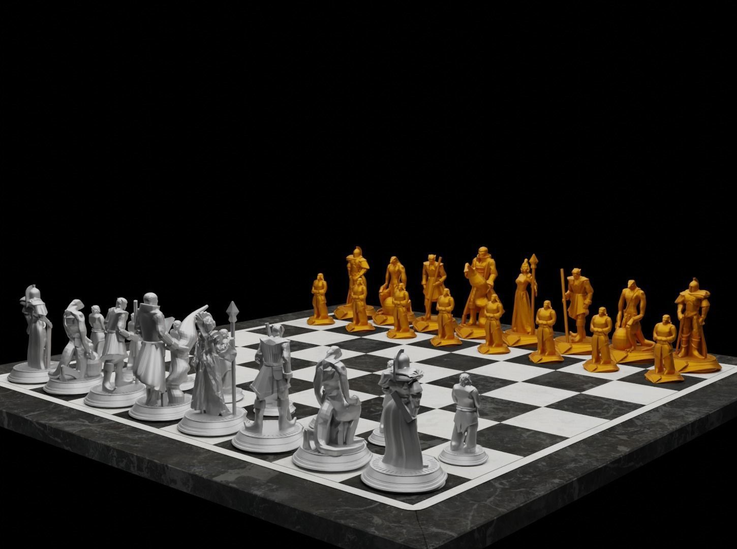 Knight - Crusader V3 Chess Set - 6 Chess Pieces 3D print model 3D print model_6