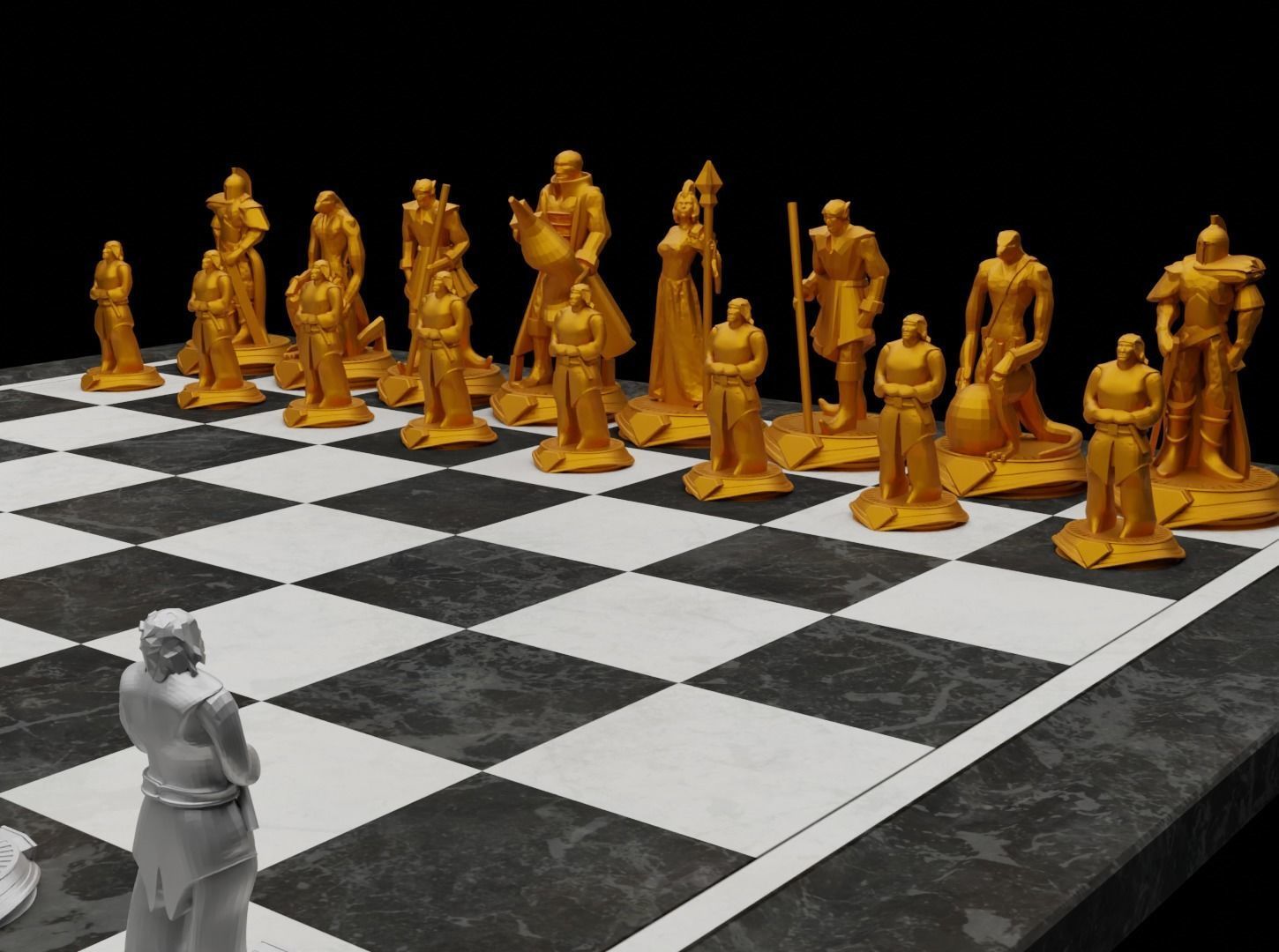 Knight - Crusader V3 Chess Set - 6 Chess Pieces 3D print model 3D print model_7