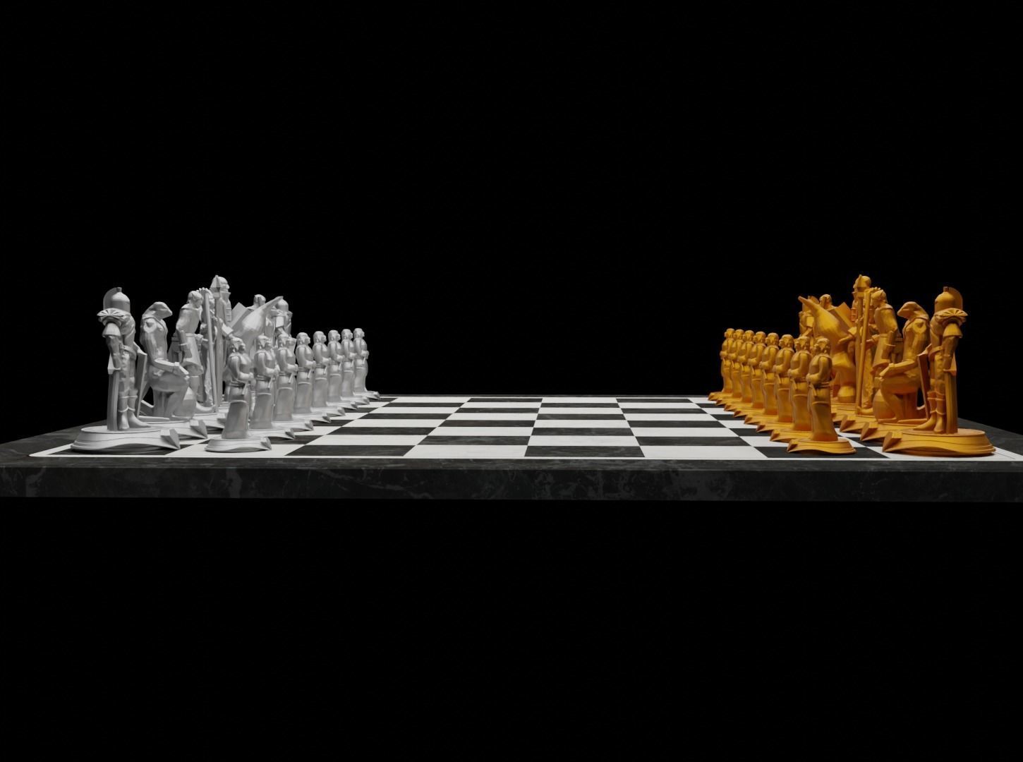 Knight - Crusader V3 Chess Set - 6 Chess Pieces 3D print model 3D print model_12