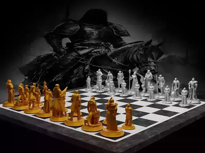 Knight - Crusader V3 Chess Set - 6 Chess Pieces 3D print model 3D print model
