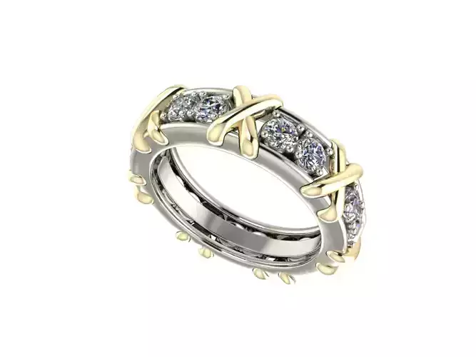 Anel Tifany com aplique cruzado