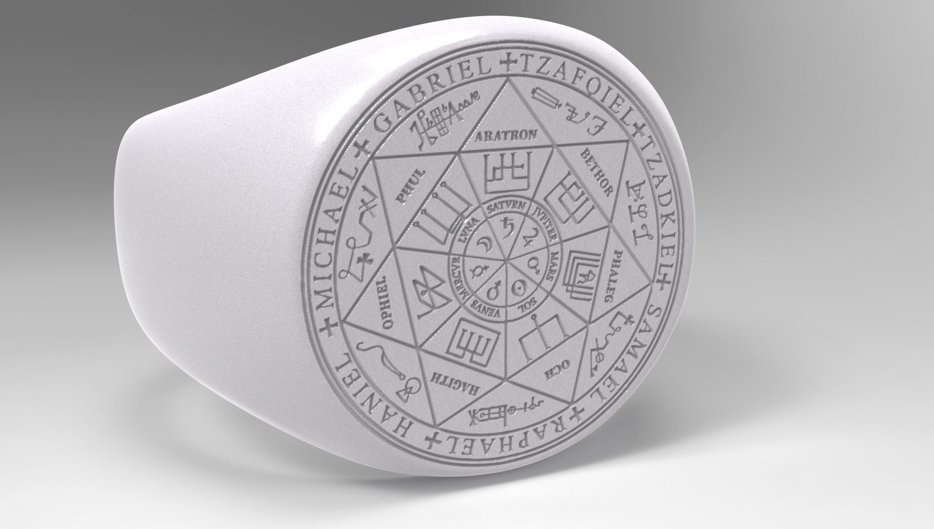 Seven Archangels - Ring and Medallion 3D print model_2