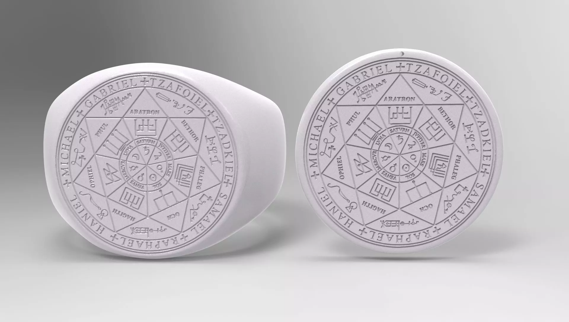 Seven Archangels - Ring and Medallion 3D print model_0