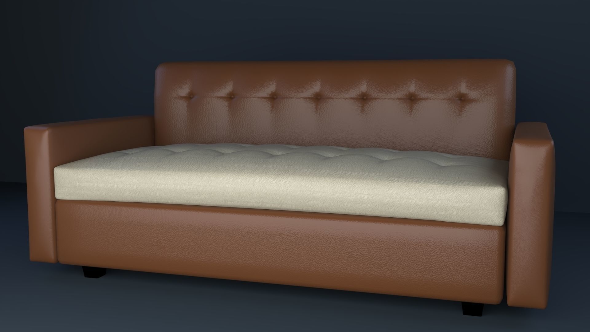 leather sofa Free low-poly 3D model_1