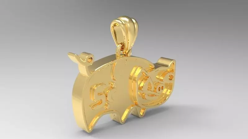 Jewelry Chinese Zodiac pig necklace golden pig pendant charm 3D print model