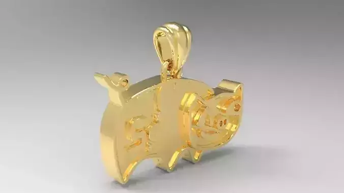 Jewelry Chinese Zodiac pig necklace golden pig pendant  charm  3D print model