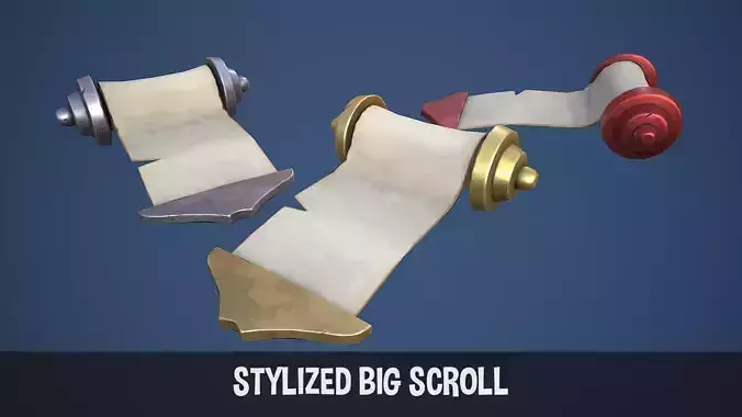 Stylized Big Scroll Low-poly 3D model