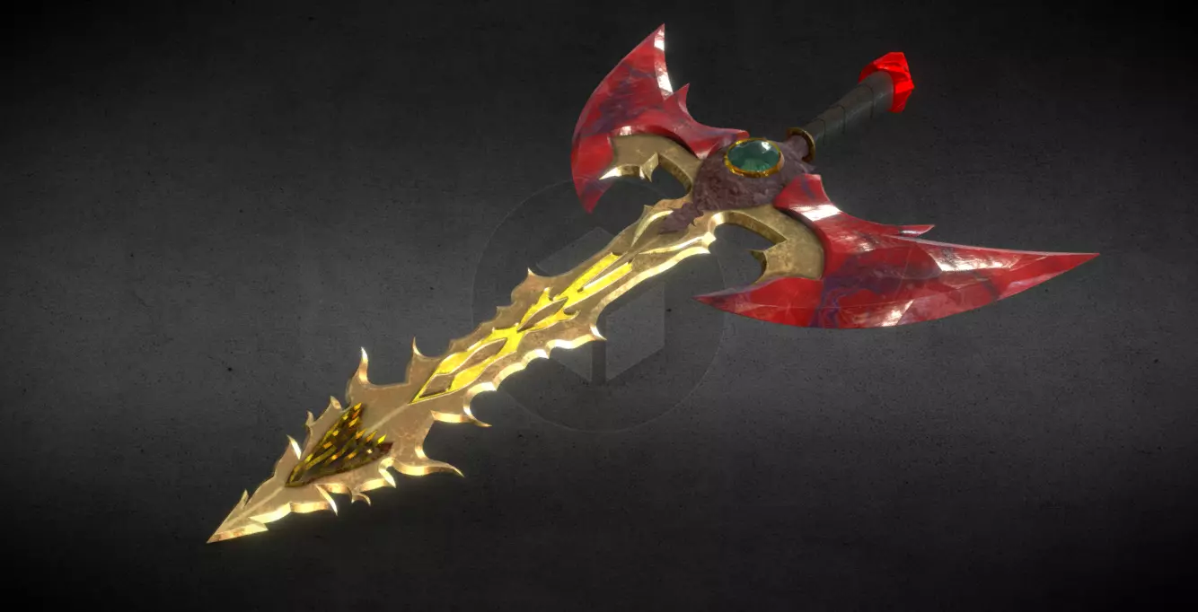 Demonic Sword Low-poly 3D model_0