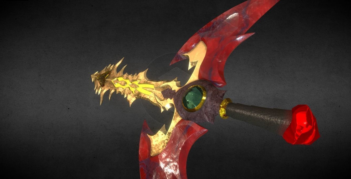 Demonic Sword Low-poly 3D model_1