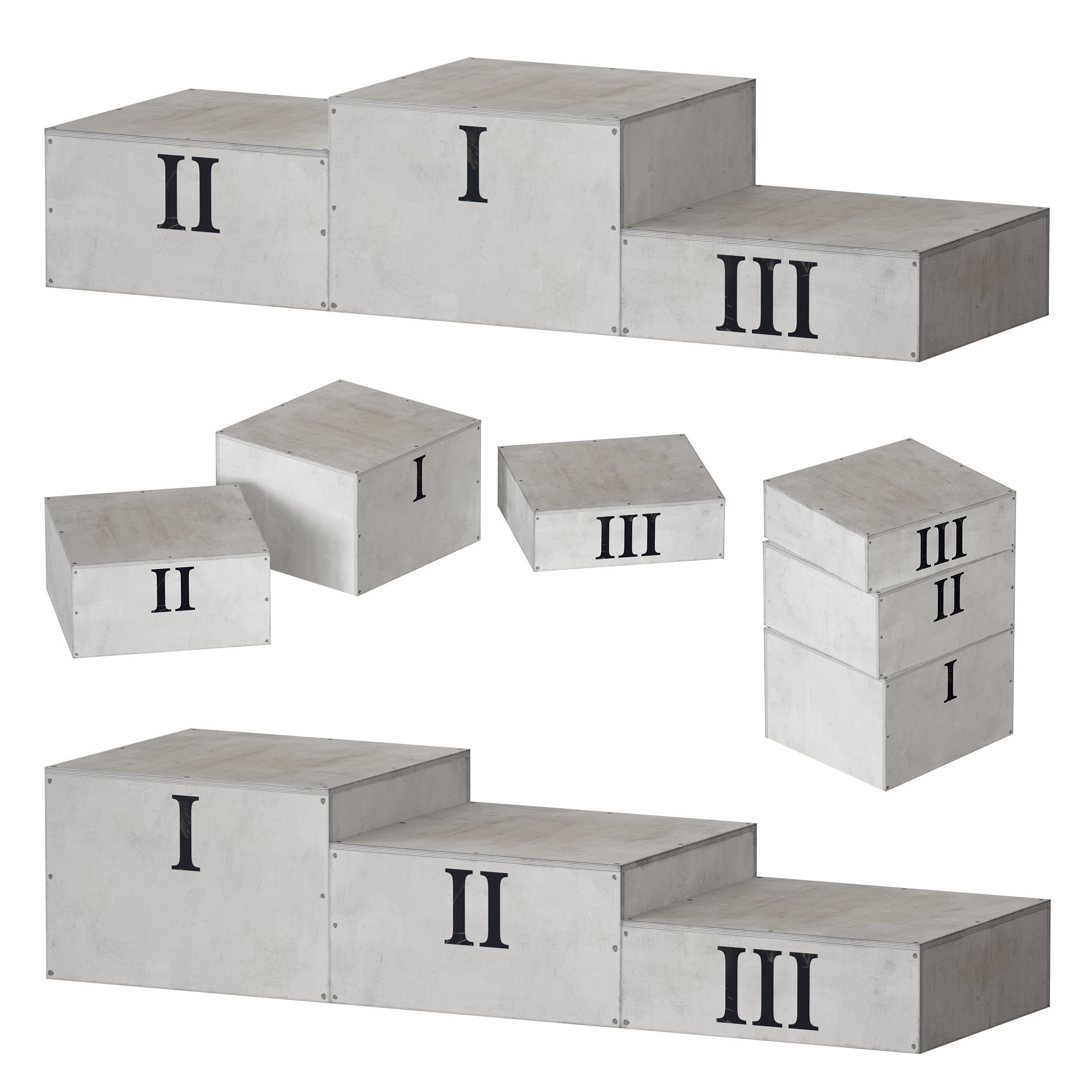 Award sports pedestal podium Plywood box 3D model_2