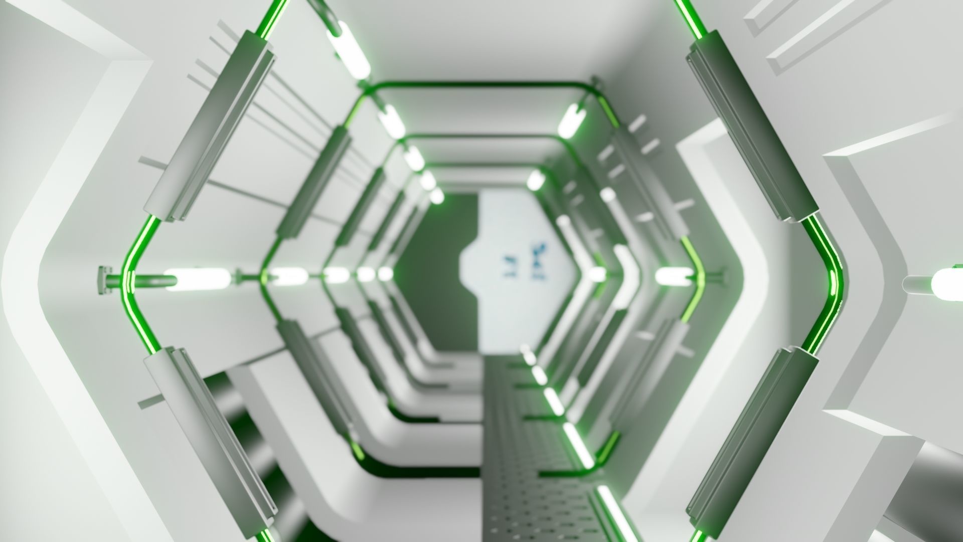ANIMATED SCI FI CORRIDOR  Low-poly 3D model_12