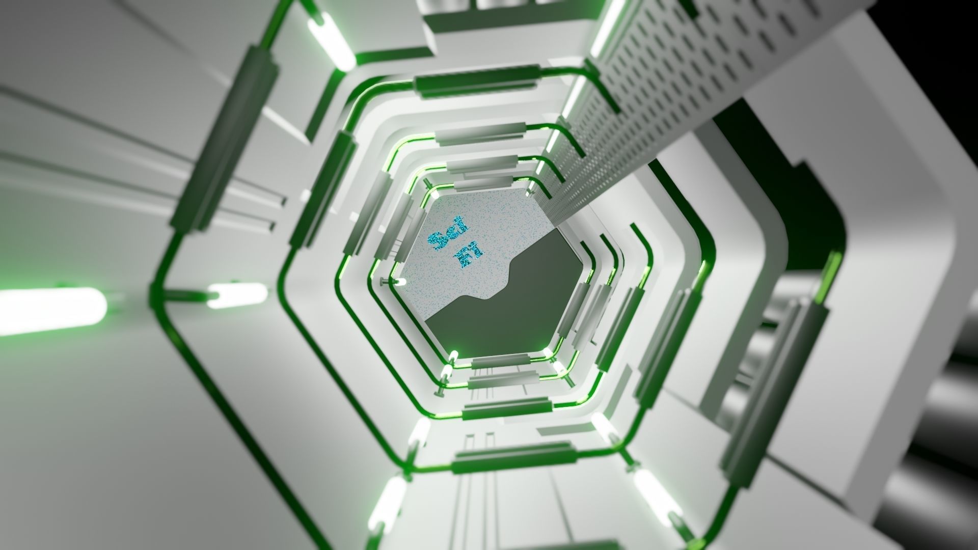 ANIMATED SCI FI CORRIDOR  Low-poly 3D model_13