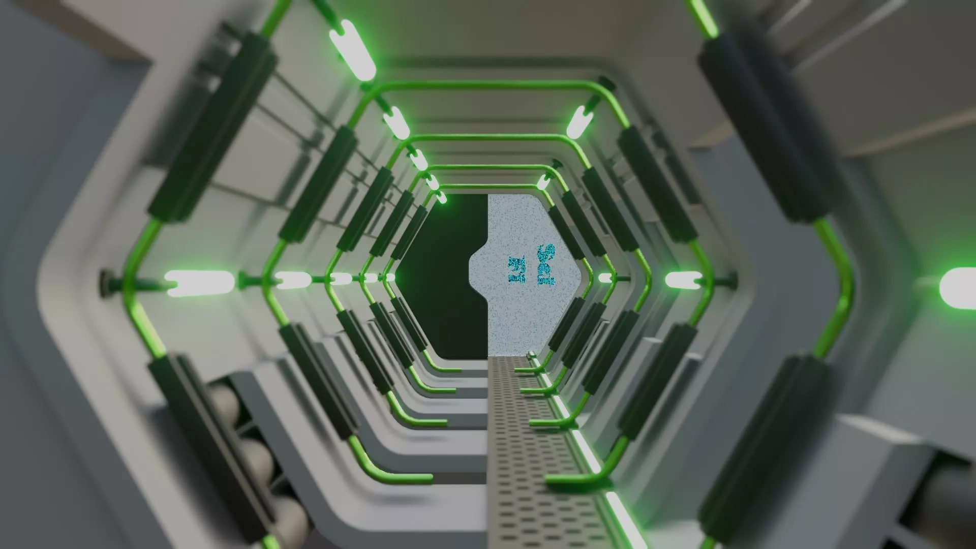 ANIMATED SCI FI CORRIDOR  Low-poly 3D model_0