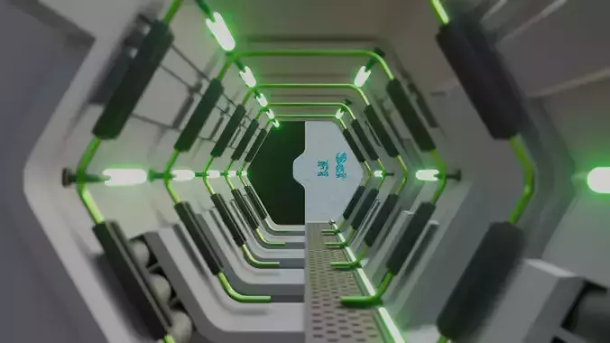 ANIMATED SCI FI CORRIDOR  Low-poly 3D model