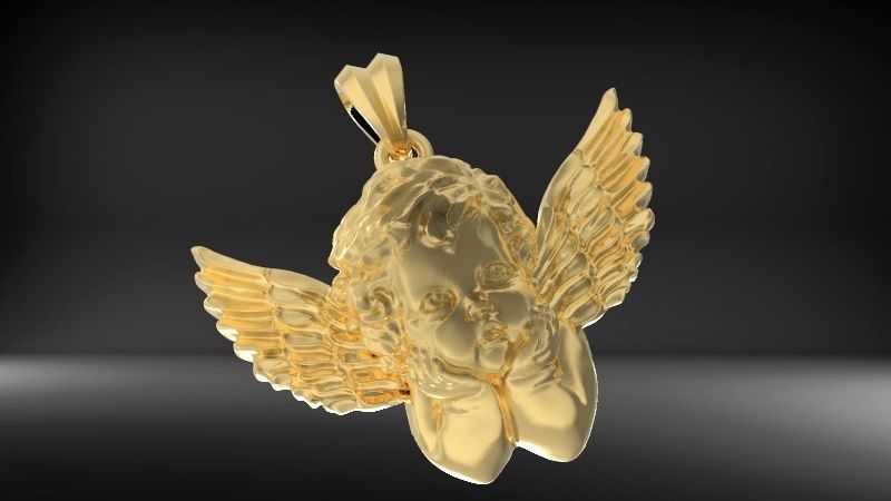 Vintage Cherub Baby Angel Heaven Wings  Necklace Jewelry Gift 3D print model_1