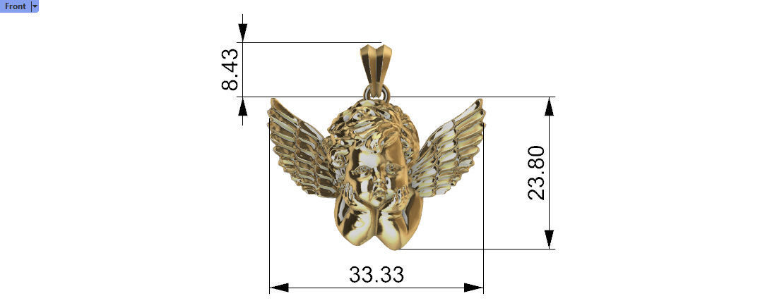 Vintage Cherub Baby Angel Heaven Wings  Necklace Jewelry Gift 3D print model_3