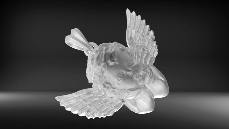 Vintage Cherub Baby Angel Heaven Wings  Necklace Jewelry Gift 3D print model_2