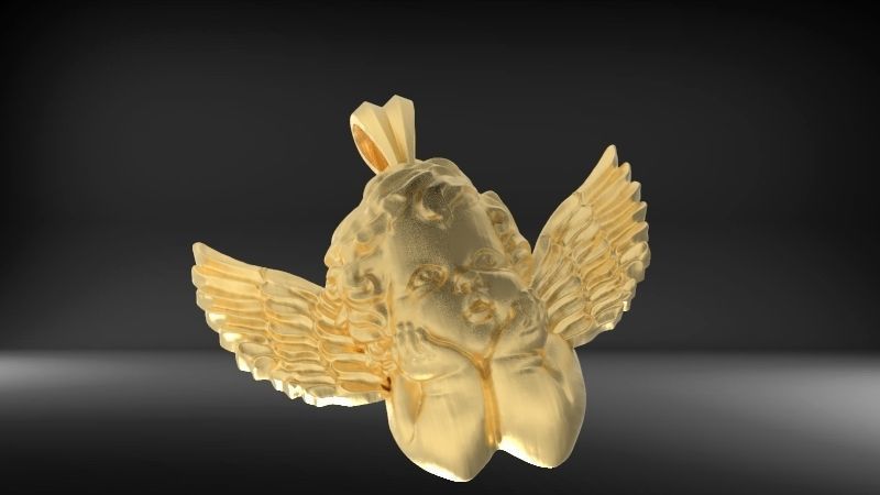 Vintage Cherub Baby Angel Heaven Wings  Necklace Jewelry Gift 3D print model_6