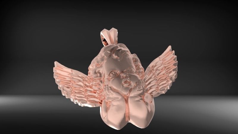 Vintage Cherub Baby Angel Heaven Wings  Necklace Jewelry Gift 3D print model_7
