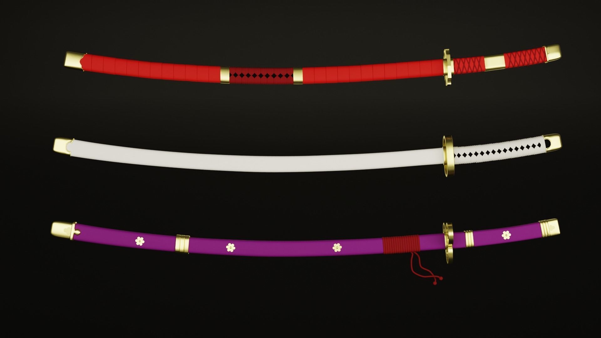 Roronoa Zoros Swords - One Piece 3D model_4