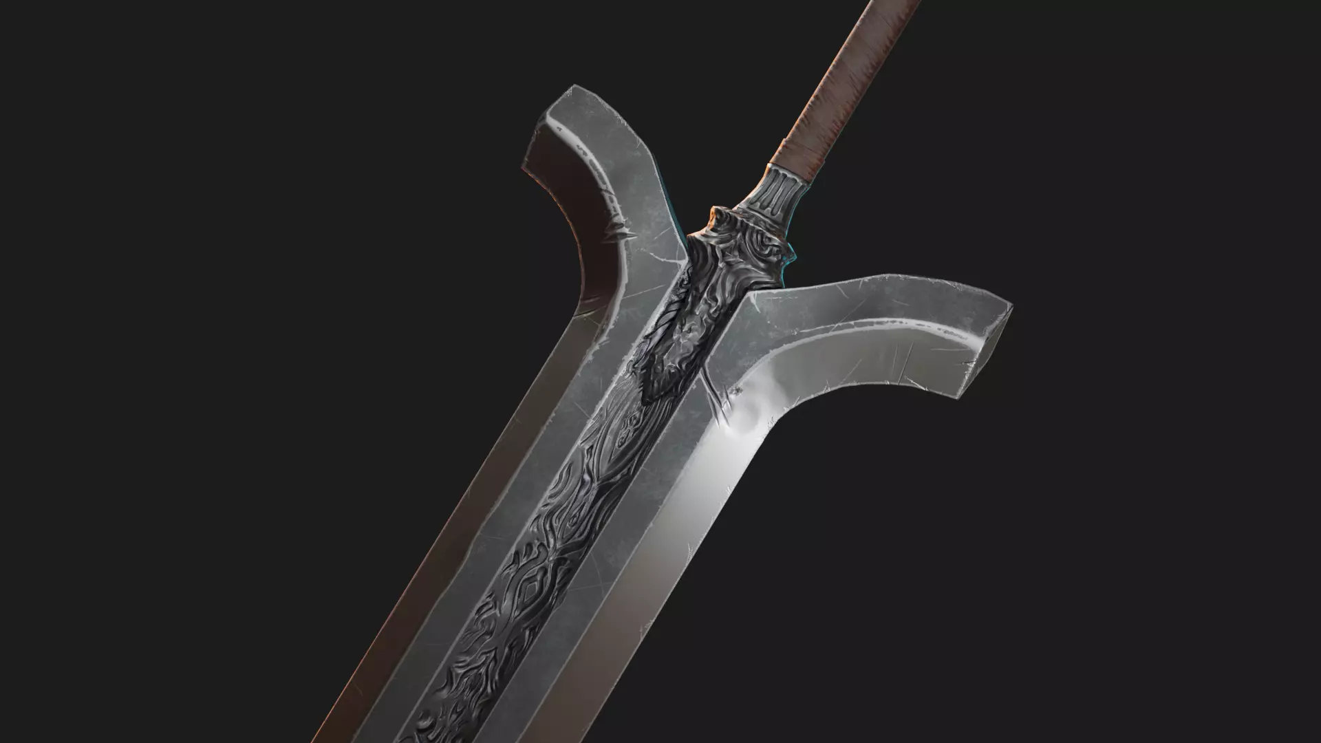 Stylized broad sword Free low-poly 3D model