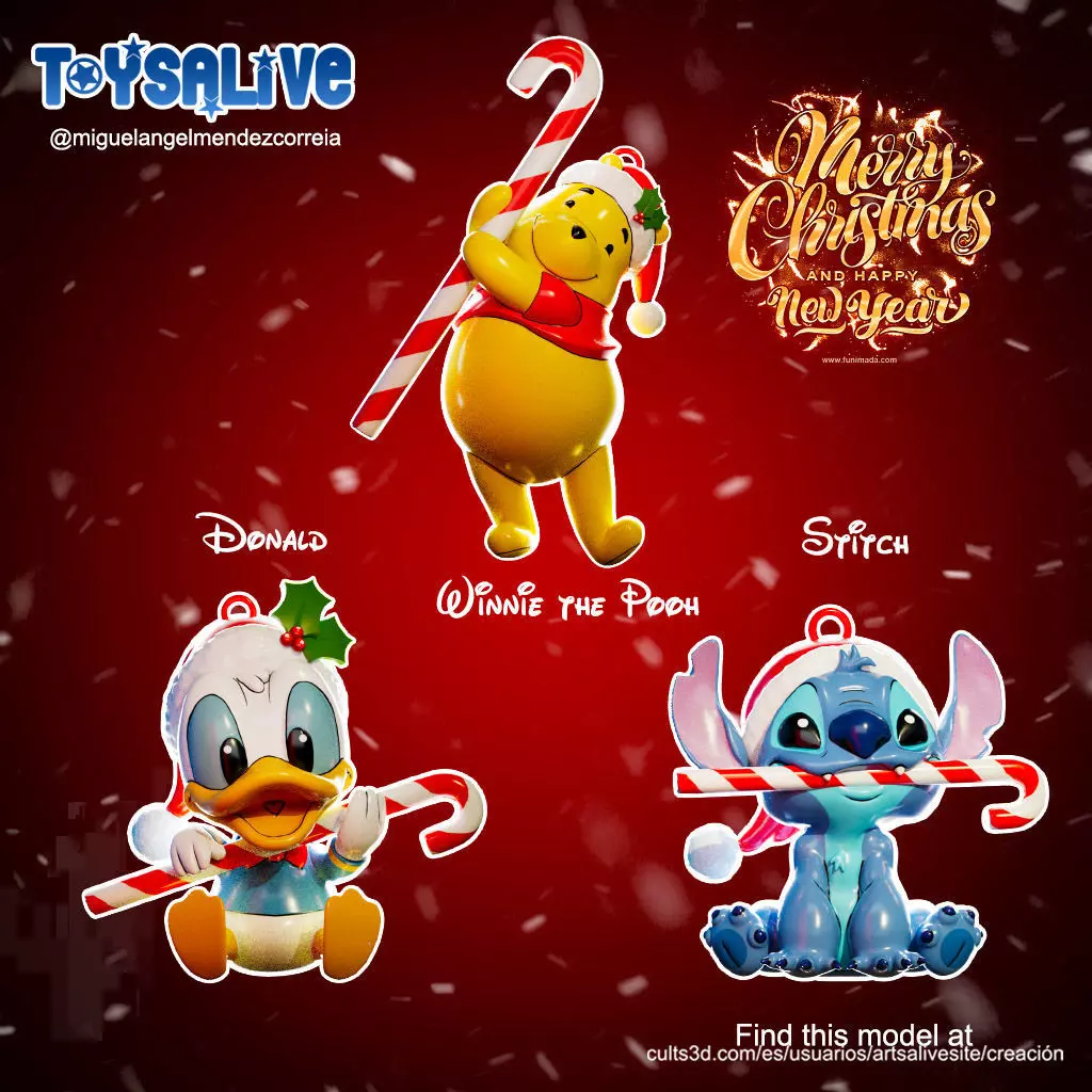 THREE DISNEY CHARACTERS FOR YOUR CHRISTMAS TREE 3D print model_0