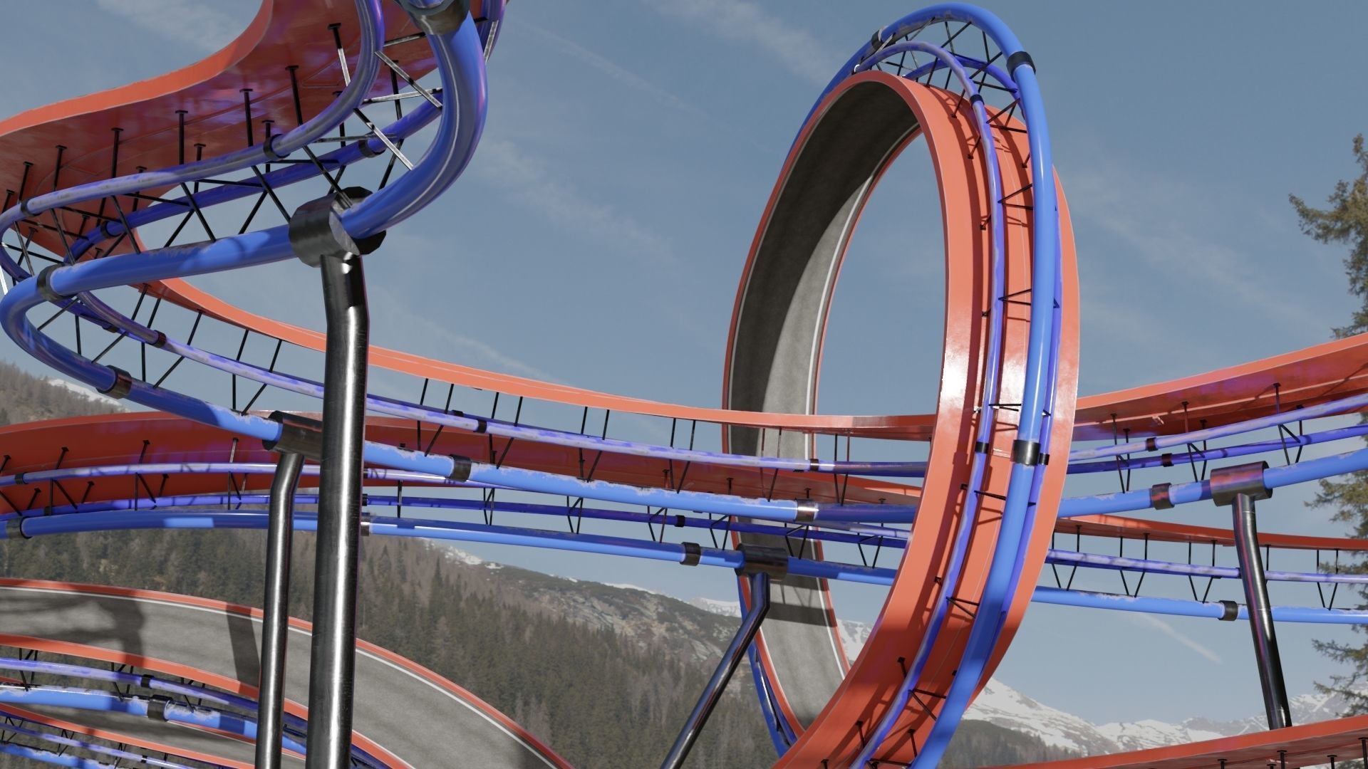 Acrobatic Auto Circuit Low-poly 3D model_17