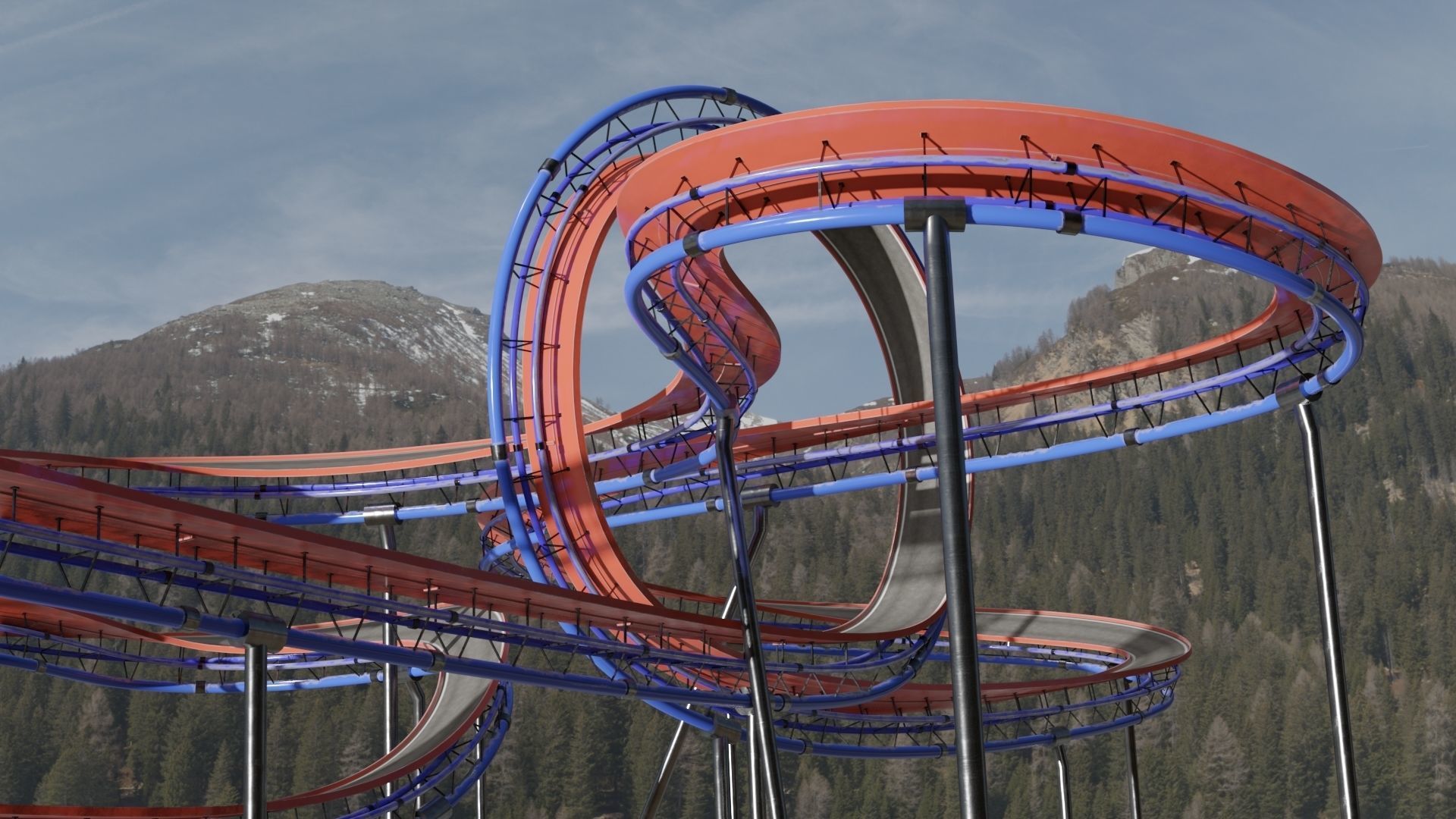 Acrobatic Auto Circuit Low-poly 3D model_4