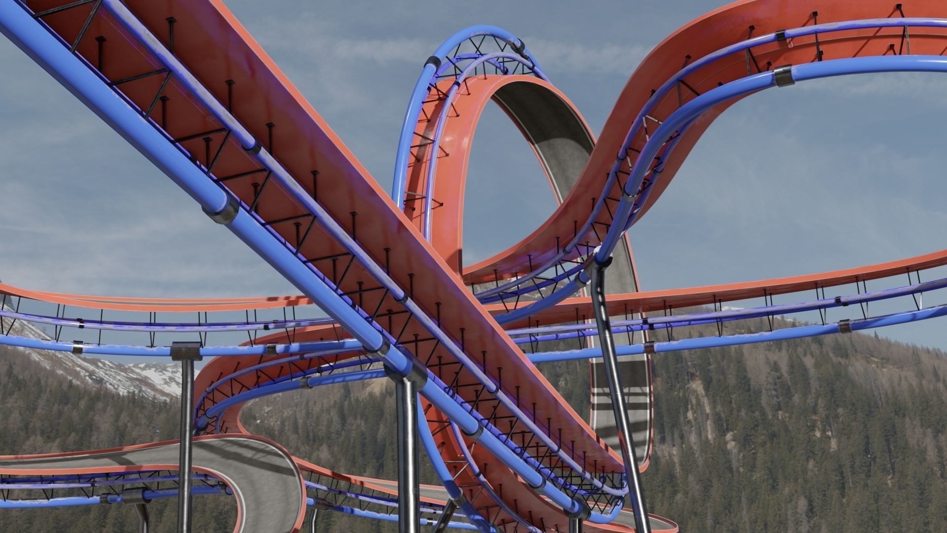 Acrobatic Auto Circuit Low-poly 3D model_16