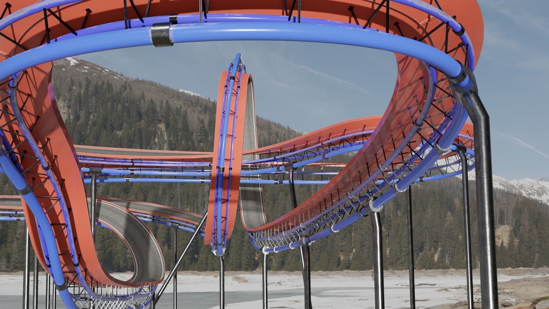 Acrobatic Auto Circuit Low-poly 3D model_8