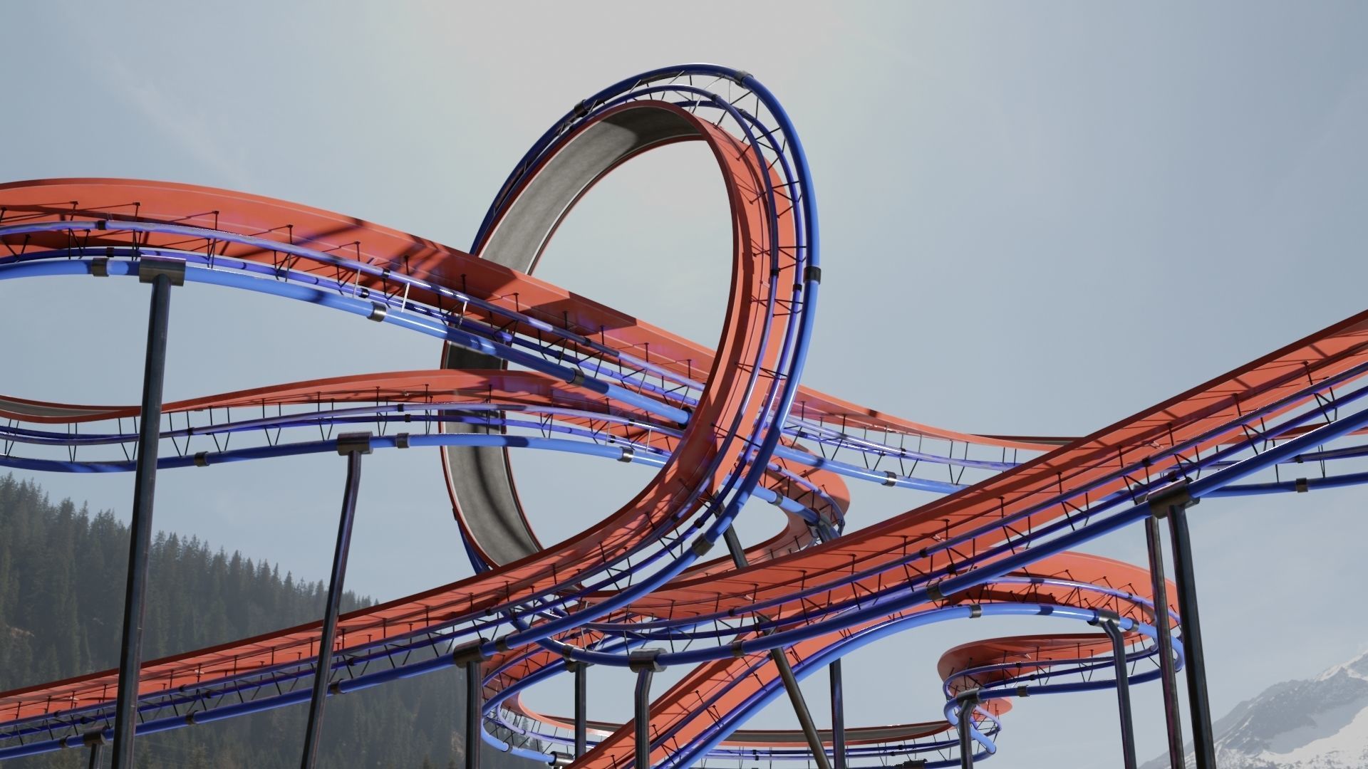 Acrobatic Auto Circuit Low-poly 3D model_9