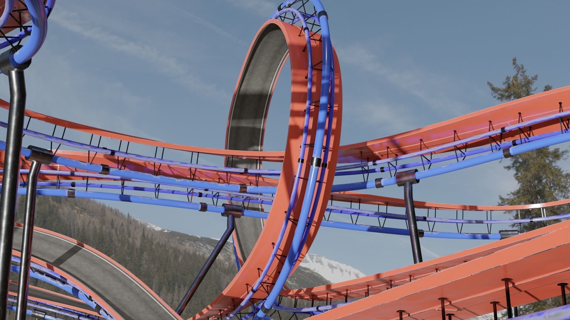 Acrobatic Auto Circuit Low-poly 3D model_1