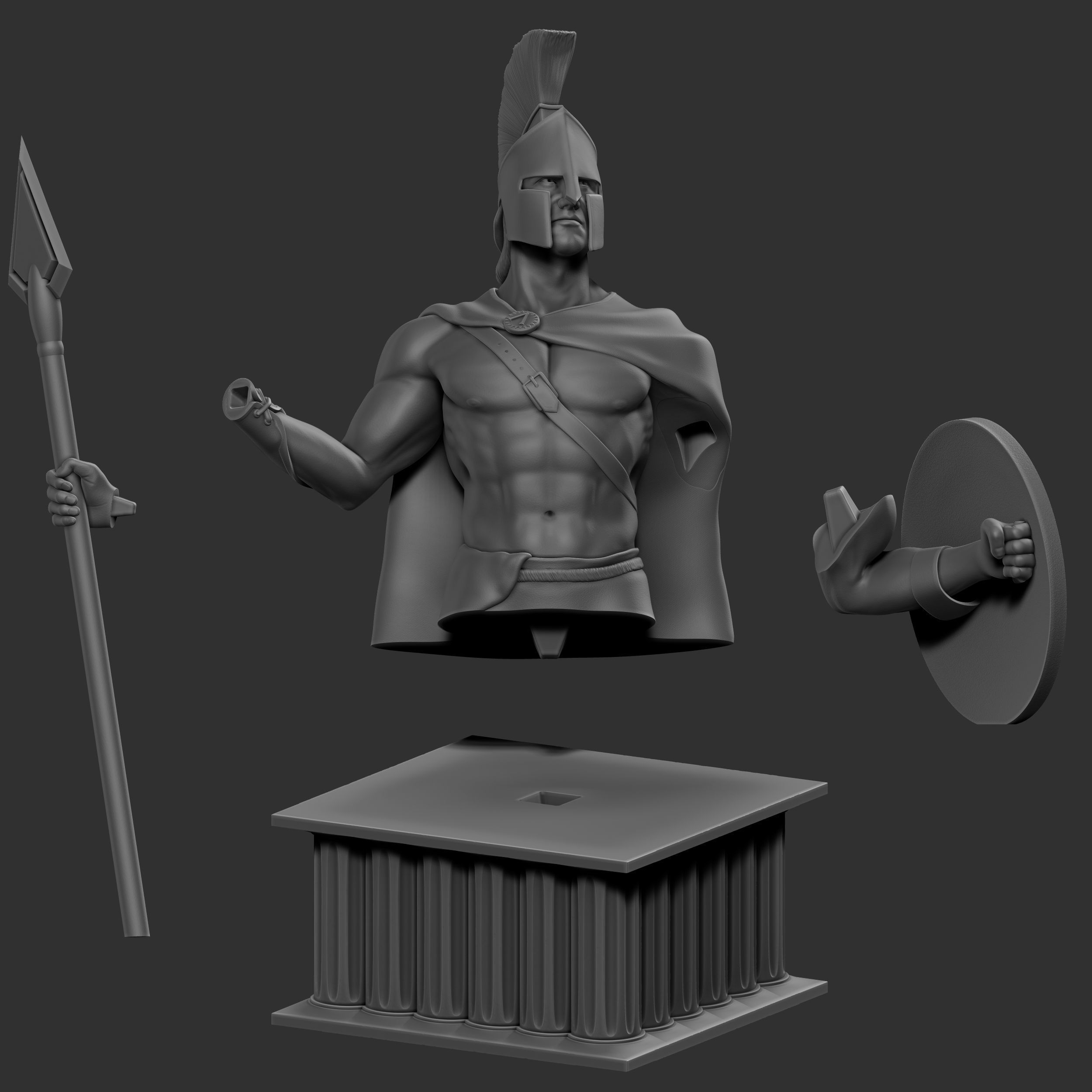 Spartan Warrior 3D Model Sculpture 3D print model_5