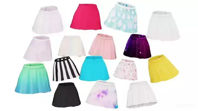 Stylized Anime Skirts Collection Low-poly 3D model