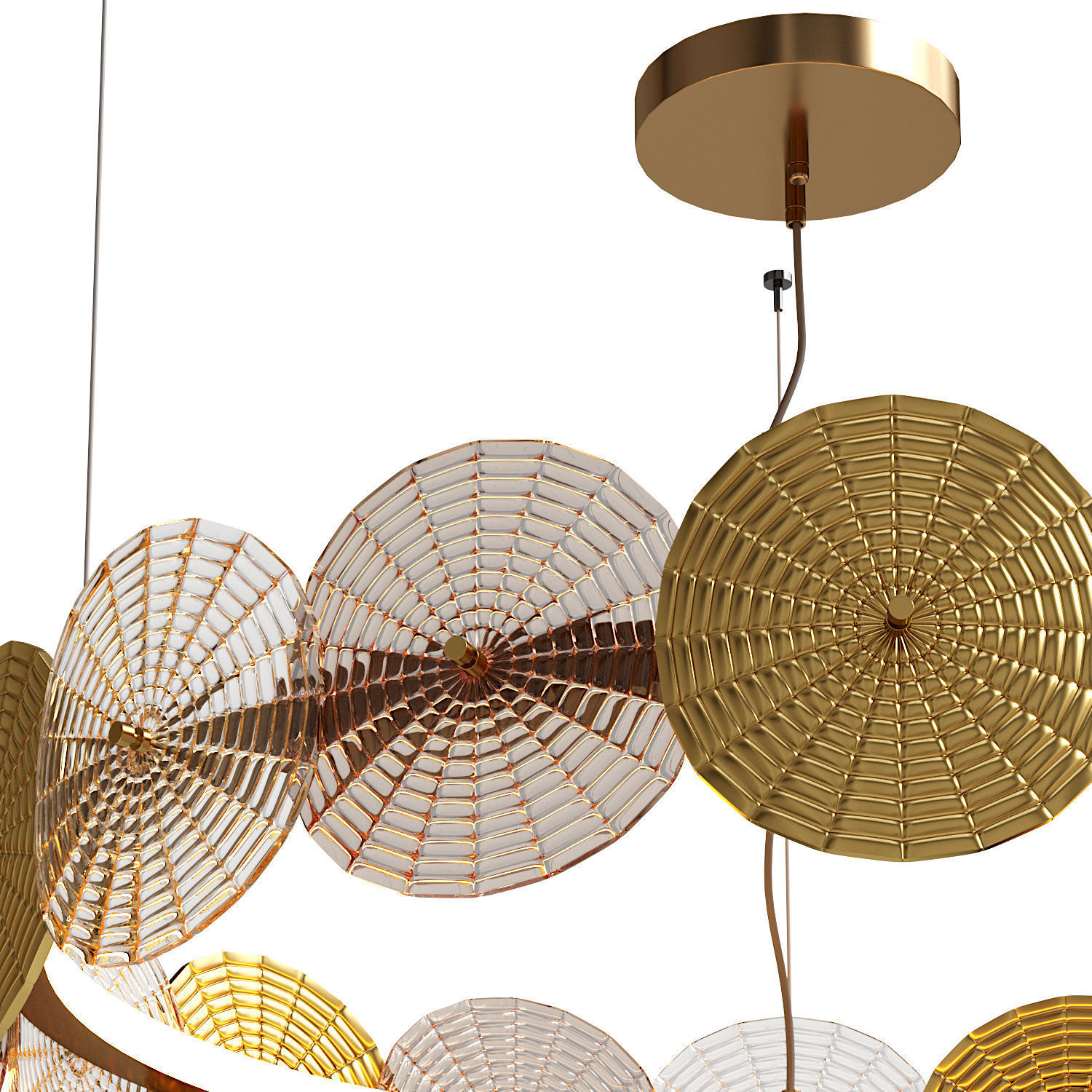 Dandelion Gold and Transparent Chandelier 3D model_1