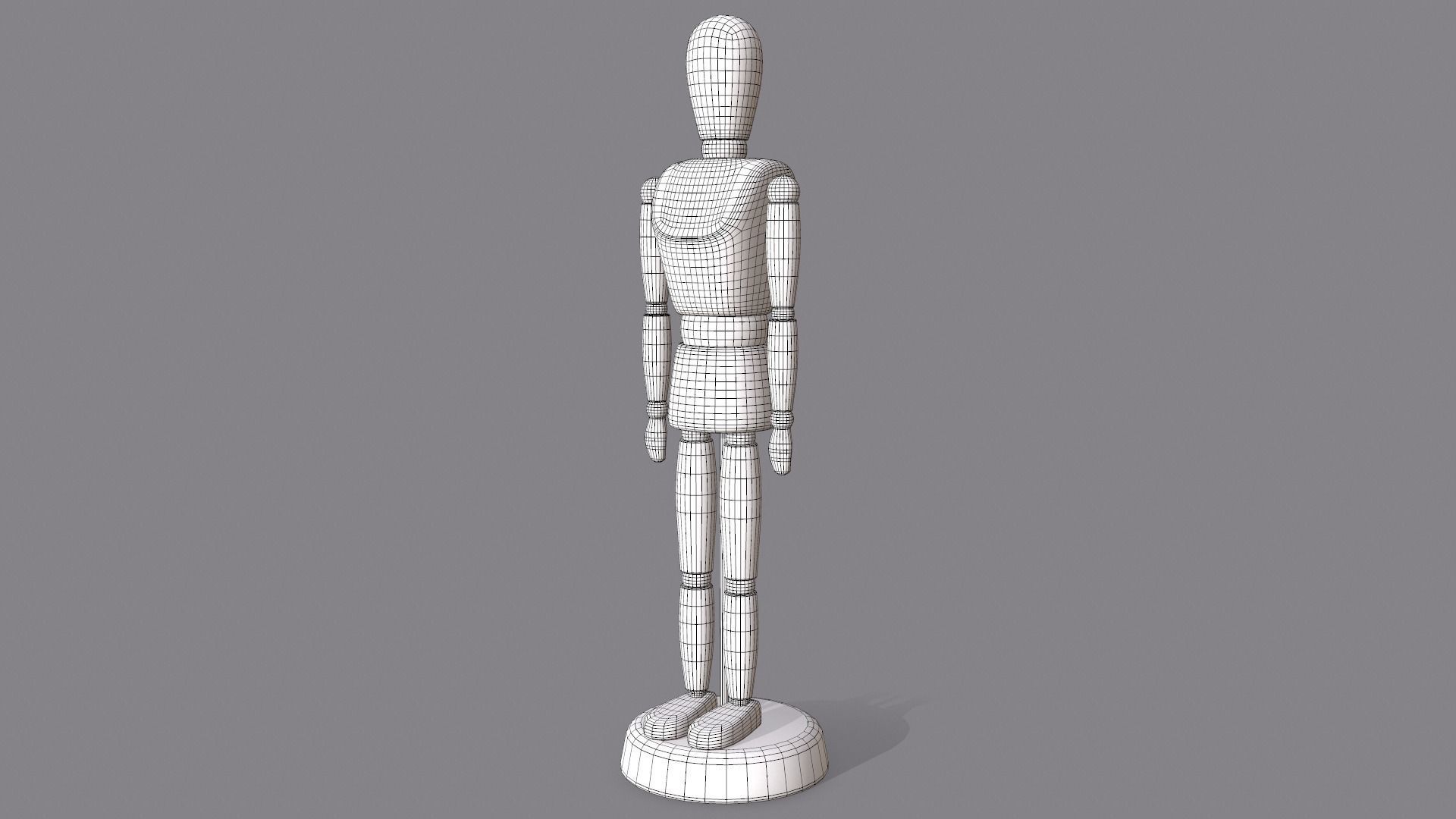 Wooden Dummy Low-poly 3D model_7