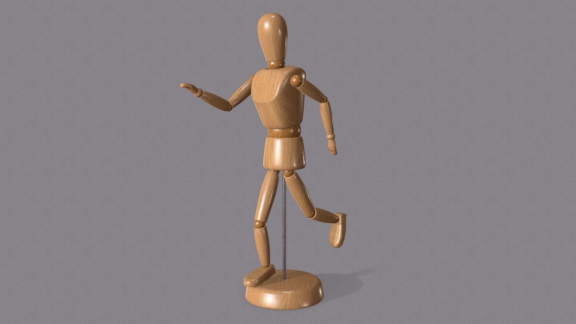 Wooden Dummy Low-poly 3D model_1