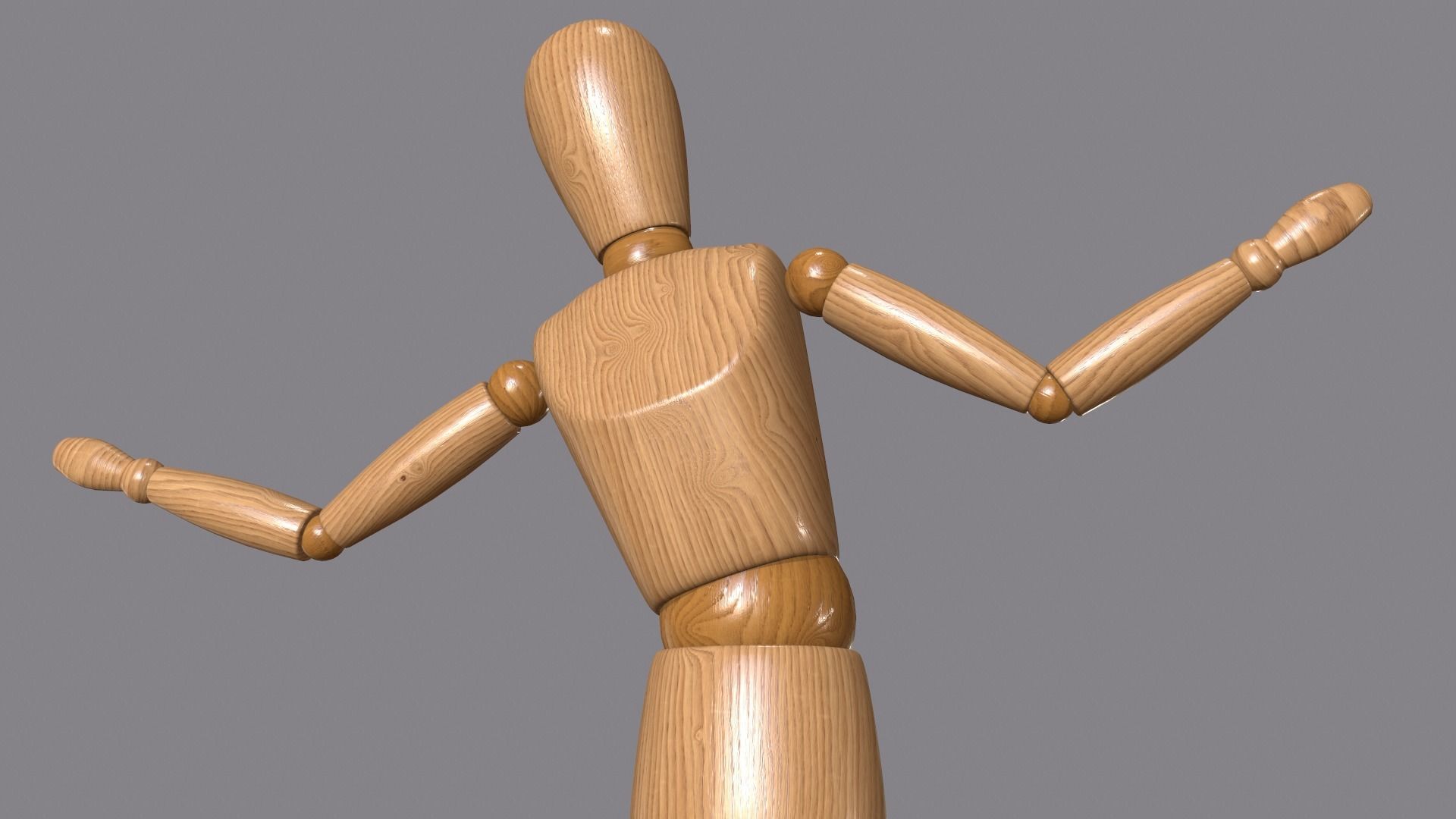 Wooden Dummy Low-poly 3D model_4