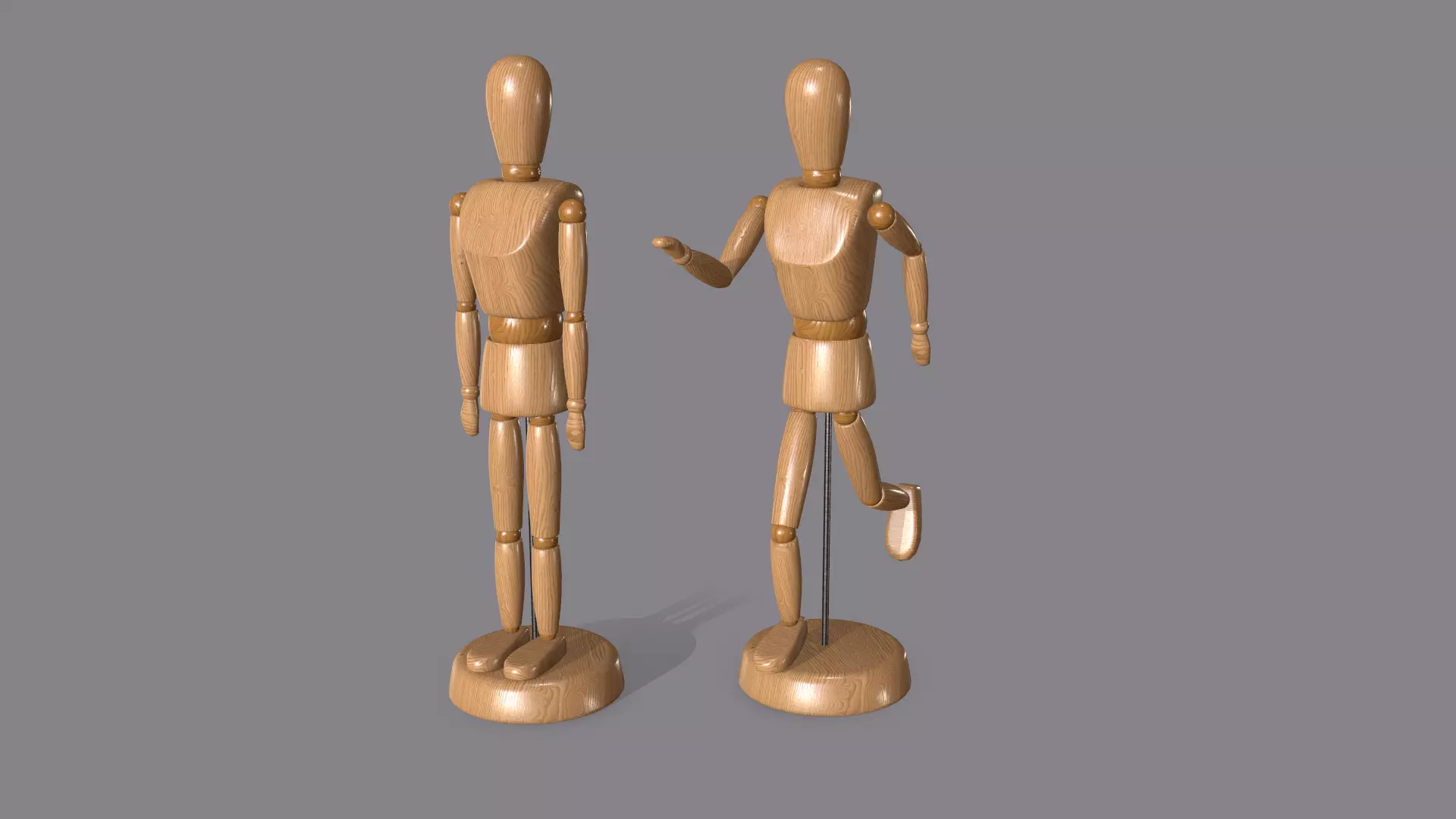 Wooden Dummy Low-poly 3D model_0